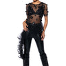 Front View Too Glam Embellished Asymmetrical Tulle Top