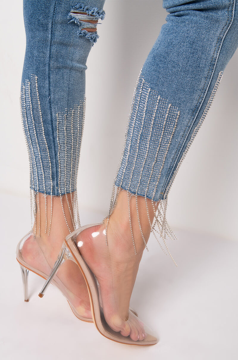 Full View Too Good High Waisted Rhinestone Fringe Skinny Jeans