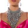 Front View Too Icy Embellished Statement Necklace Set