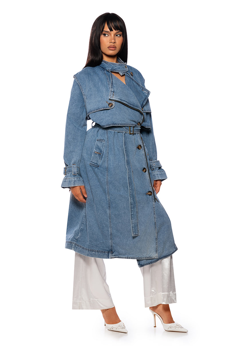 Back View Took A Walk On Bloome Denim Trench