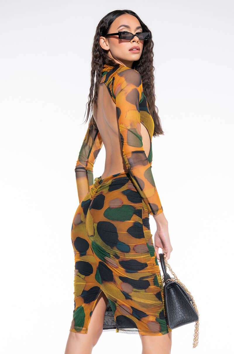 TOP IT OFF MOCK NECK MIDI DRESS WITH OPEN BACK view 0