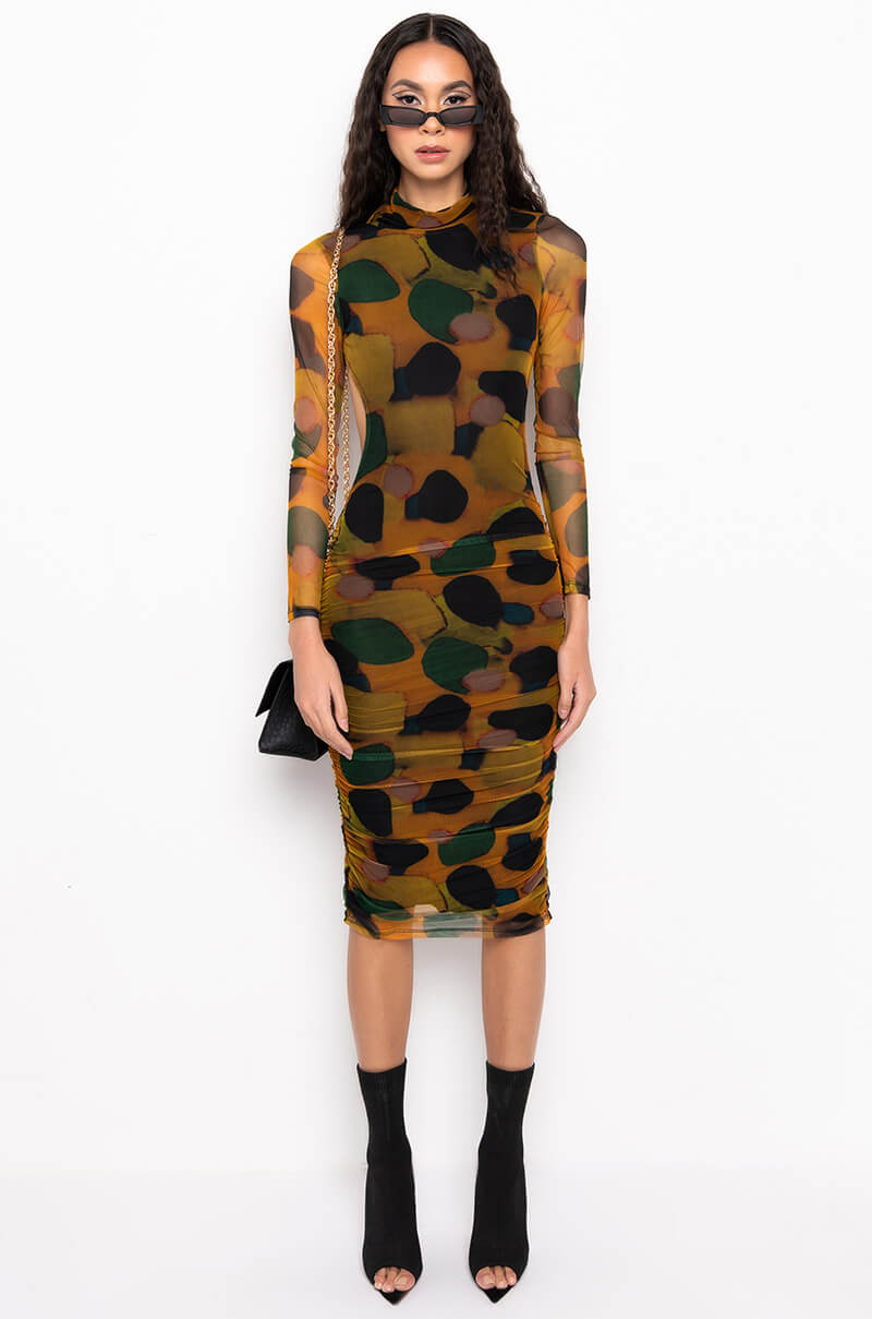 Extra View Top It Off Mock Neck Midi Dress With Open Back