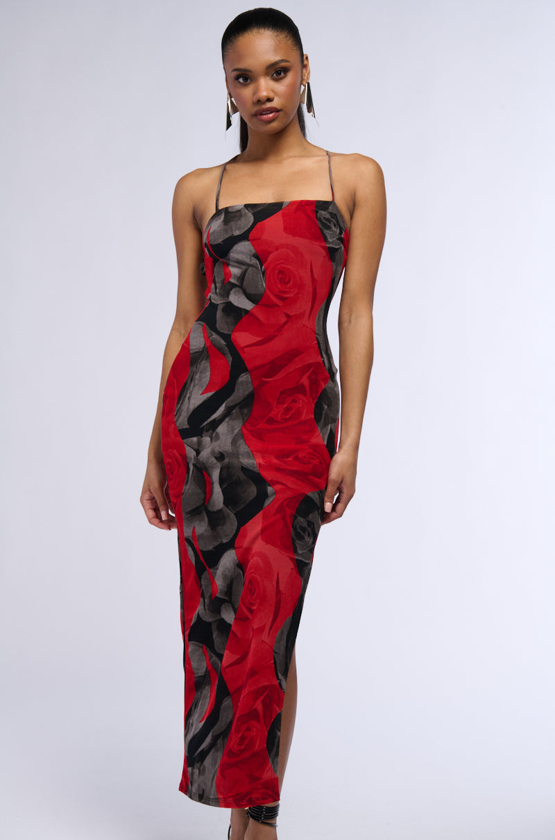 Side View Top Tier Cowl Neck Midi Dress