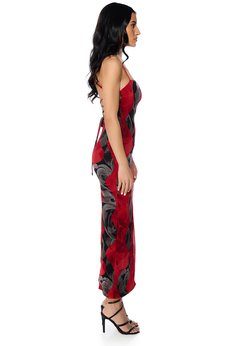 Detail View Top Tier Cowl Neck Midi Dress