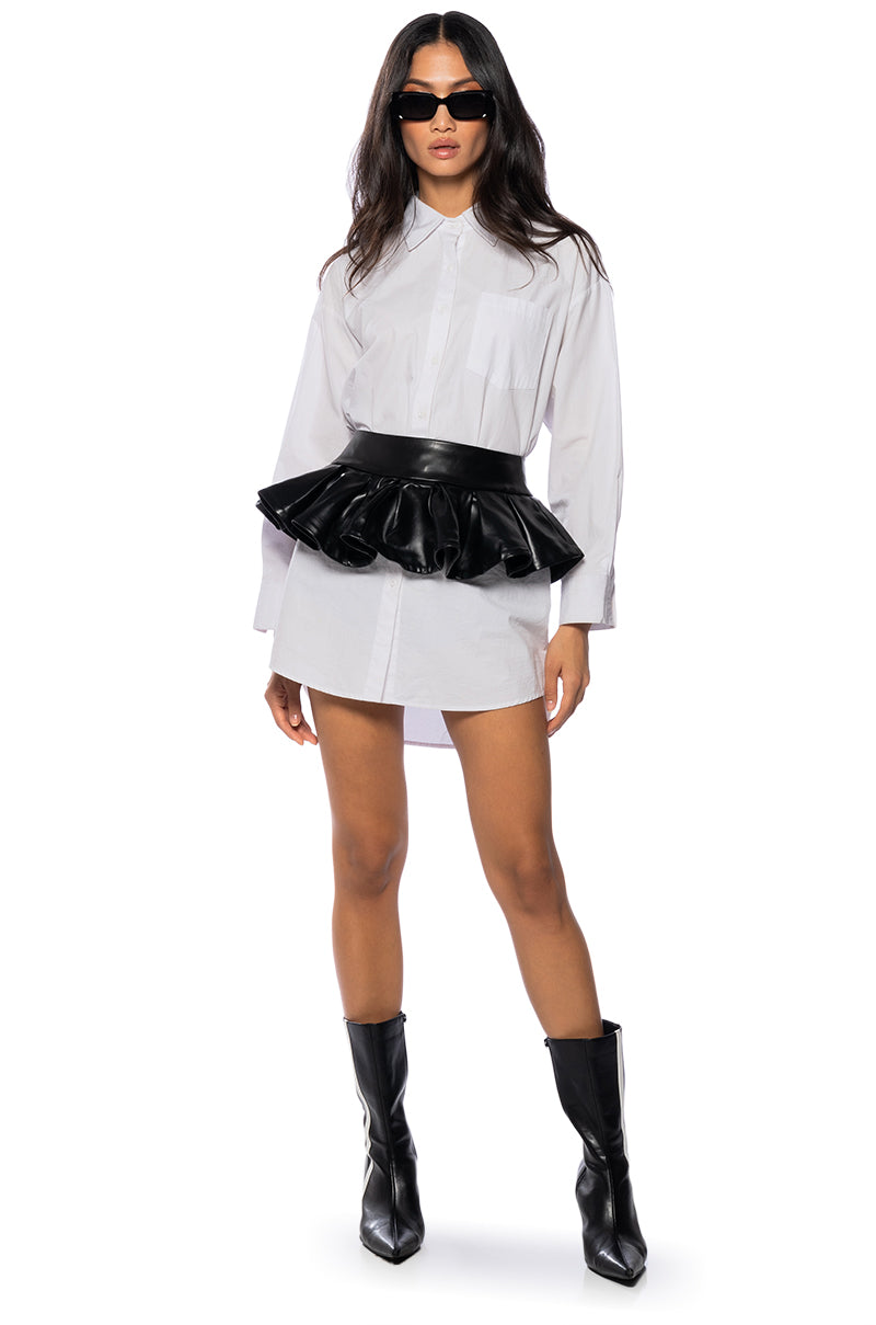 Side View Top Tier Faux Leather Peplum Belt