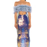 Front View Top Tier Feather Detail Sequin Maxi Dress