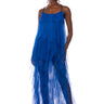 Front View Top Tier Ruffle Maxi Dress In Royal Blue