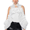 Front View Totally Sophisticated Textured Sleeveless Blouse In White