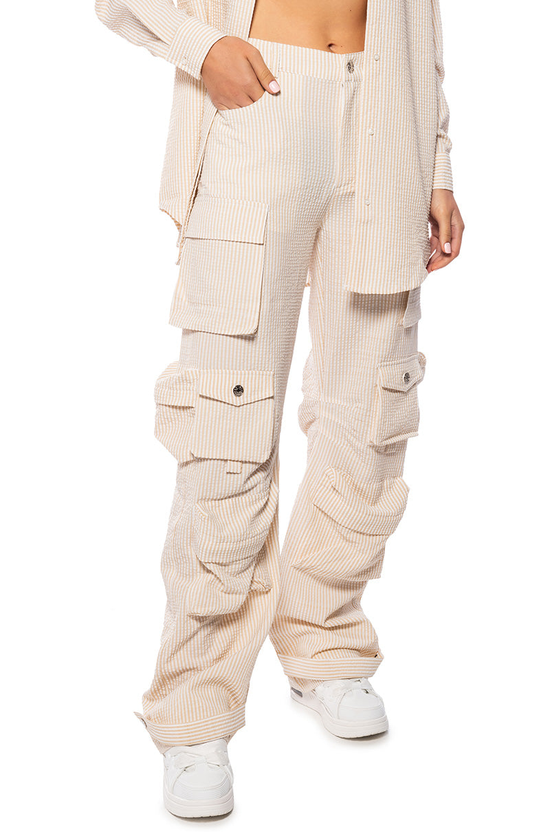 Front View Toto Seersucker Cargo Pant