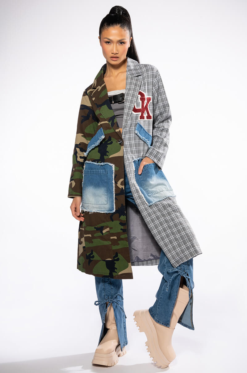 TOWSON HALF PLAID HALF CAMO TRENCH view 0