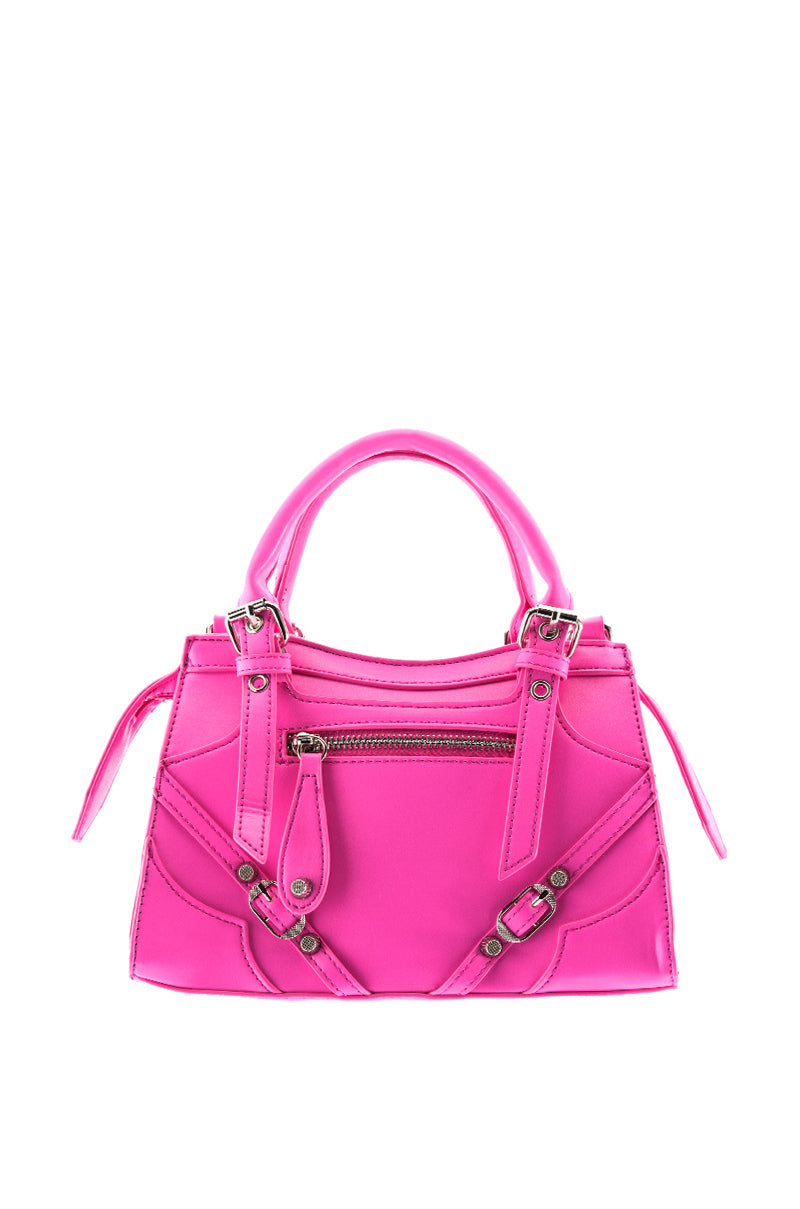 Detail View Tracie Moto Bag In Hot Pink