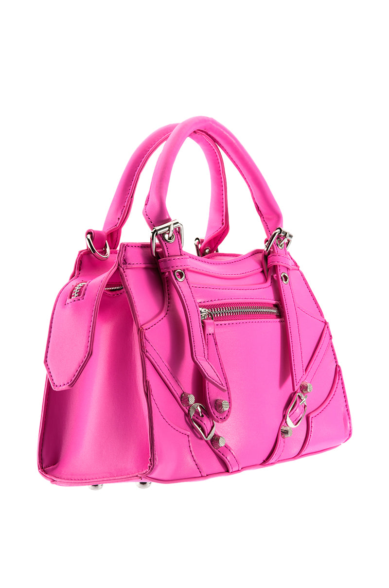 Full View Tracie Moto Bag In Hot Pink