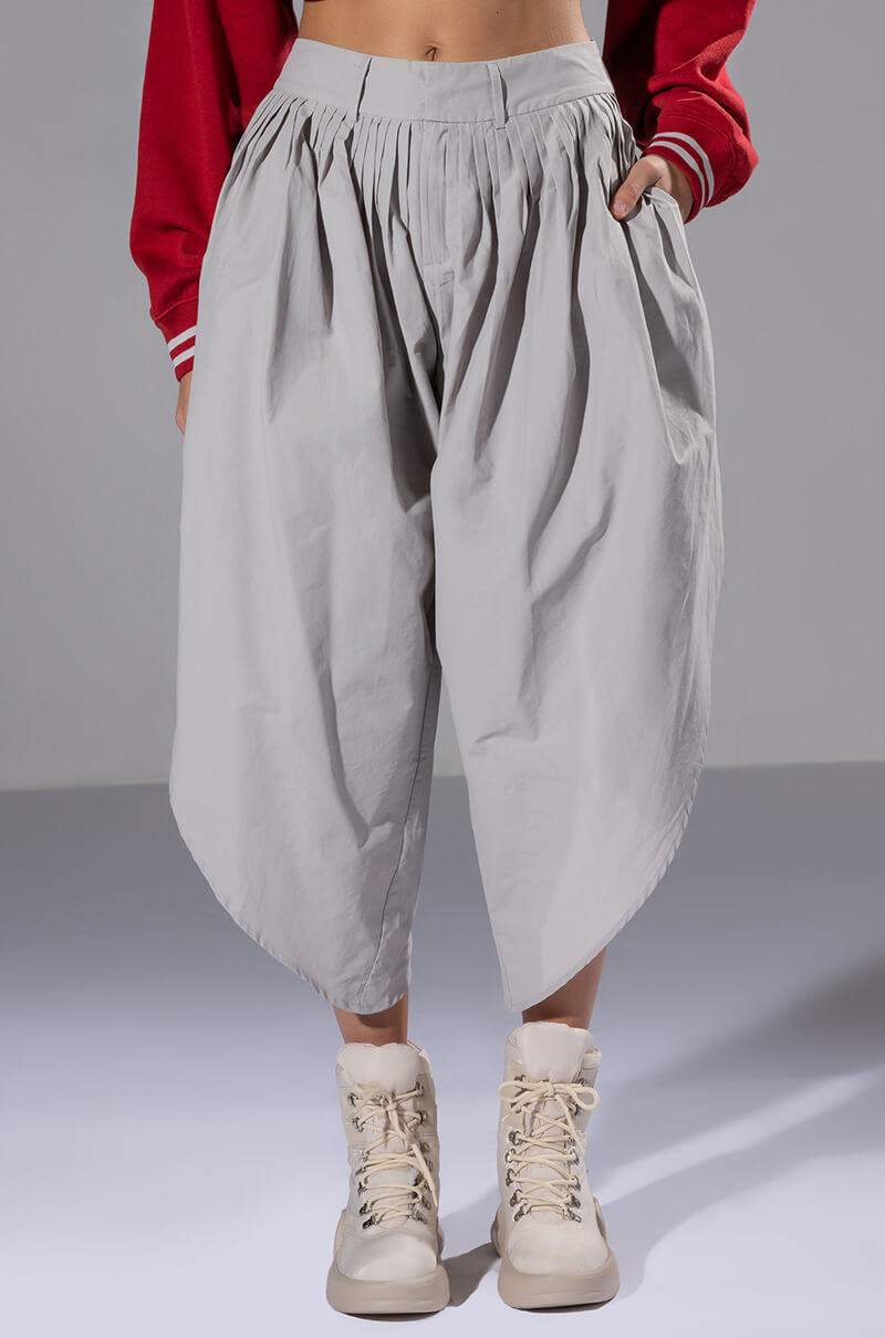 Front View Tre Chic Cropped Oversized Pants