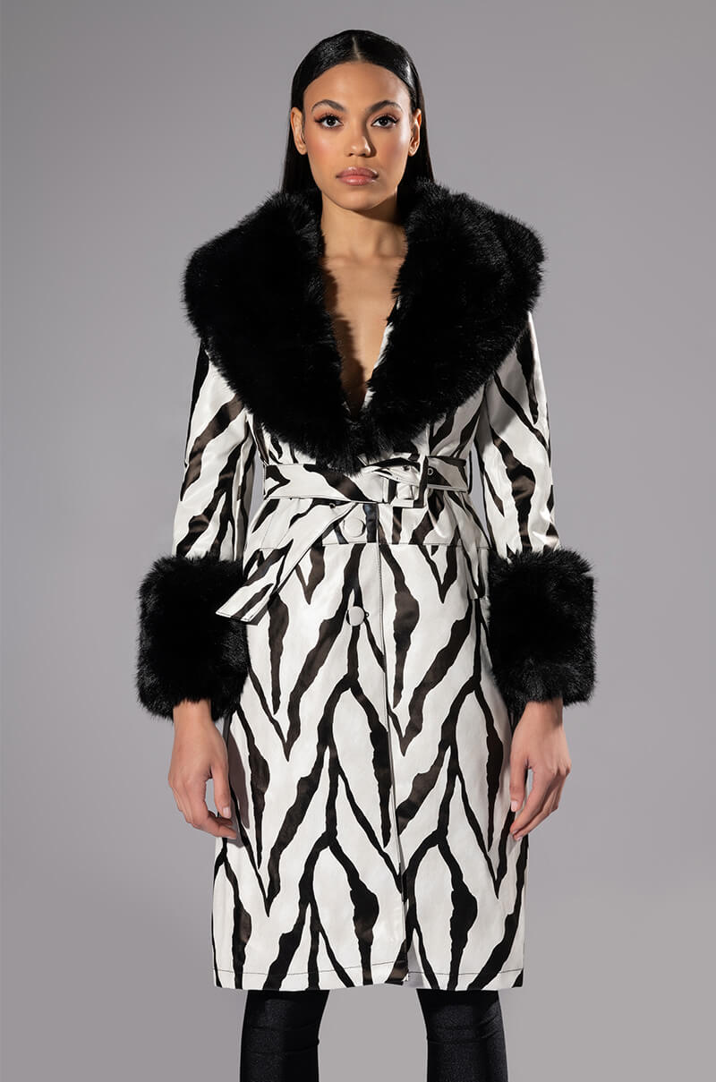 TRES ZEBRA FAUX FUR COAT view 0