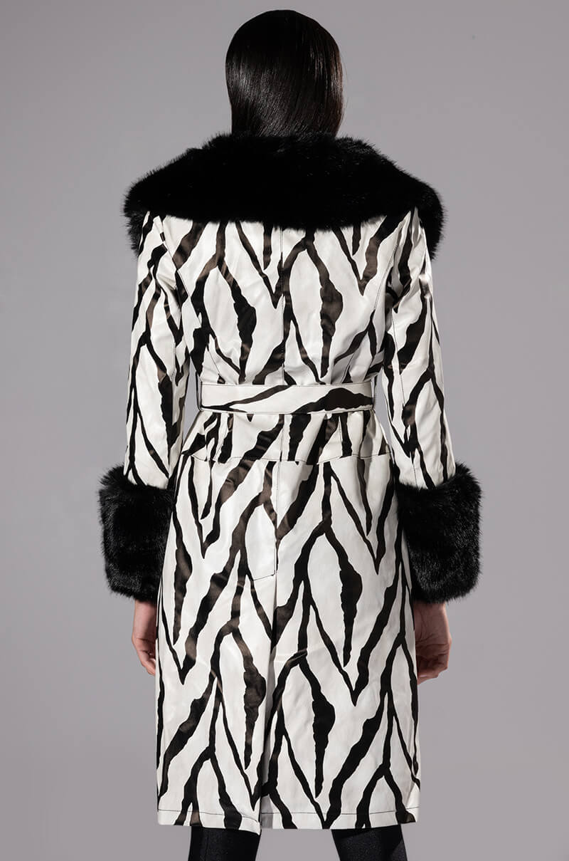 Extra View Tres Zebra Faux Fur Coat