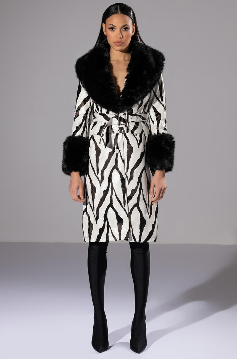 Extra View Tres Zebra Faux Fur Coat