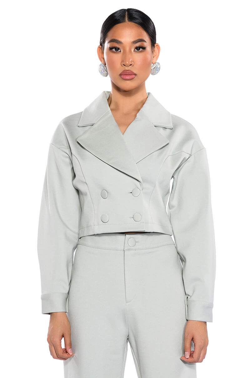 Front View Tried And True Crop Blazer