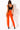 Back View Trip To London High Waisted Feather Trim Trousers in Orange