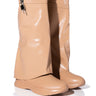 Front View Triple Sec Fold Over Flat Boot In Nude