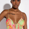 Front View Trippy Ruched Mesh Bustier