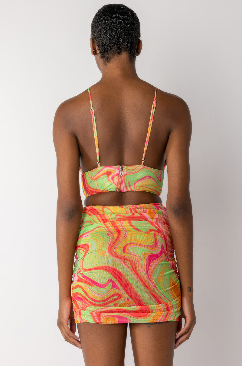 Extra View Trippy Ruched Mesh Bustier