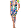 Front View Tropical Days V Neck Midi Dress