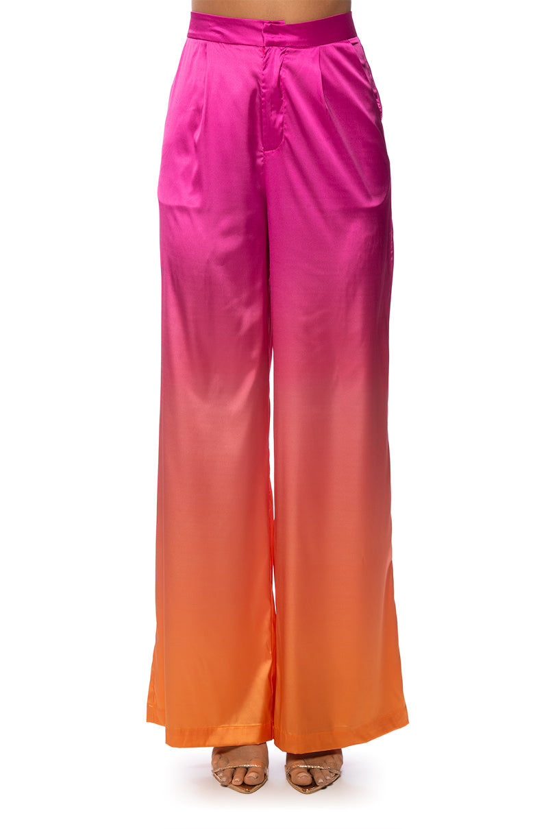 Back View Tropical Vacation Ombre Straight Leg Trousers