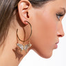 Front View True To You Butterfly Rhinestone Hoop Earring