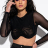 Front View Truth Be Told Underwire Long Sleeve Mesh Crop Top