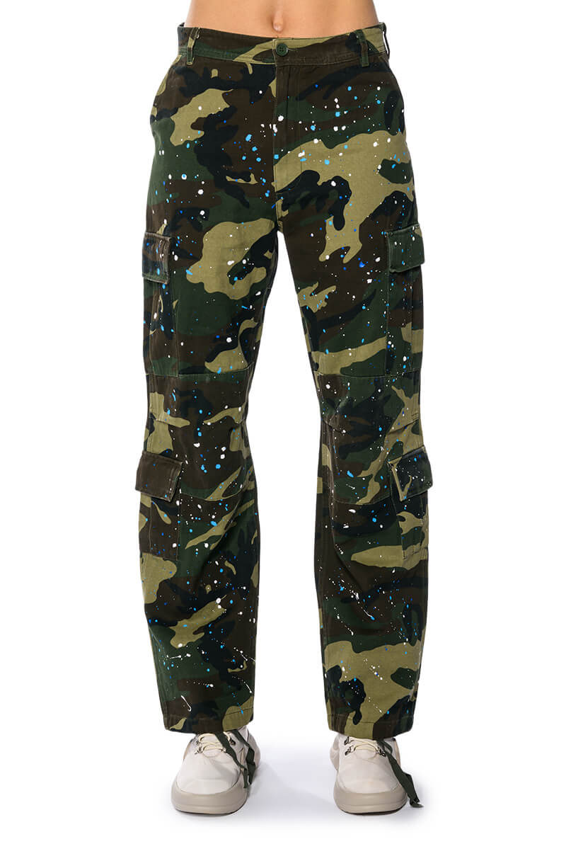 Detail View Try Me Painted Wide Leg Cargo