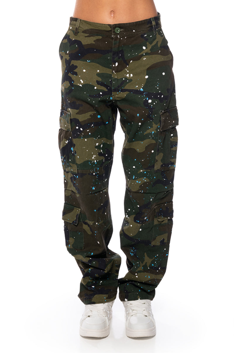 Detail View Try Me Painted Wide Leg Cargo