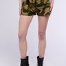 Front View Try To Find Me Side Snap Button Camo Short