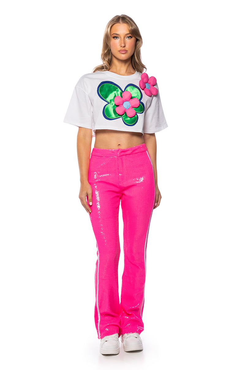Side View Tulip Dreams Cropped Tshirt