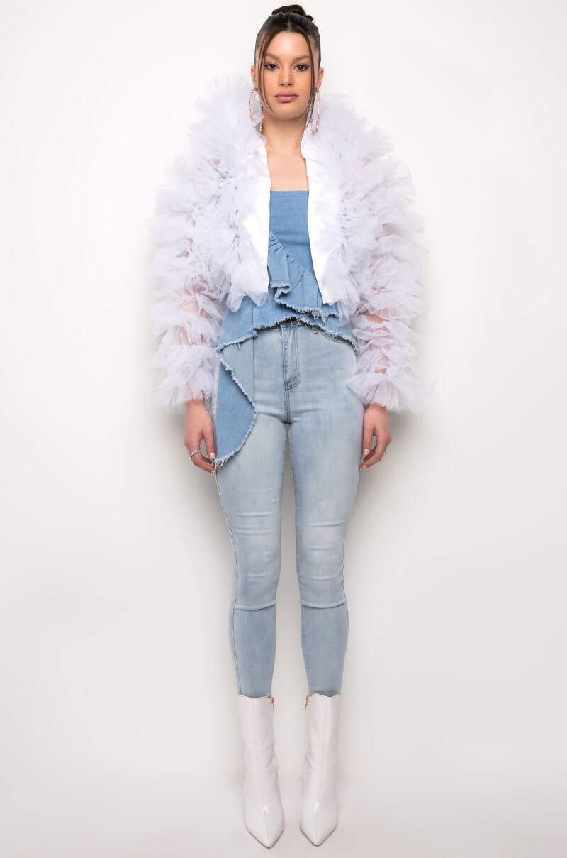 Extra View Tulle It And Boot It Ruffle Cardigan