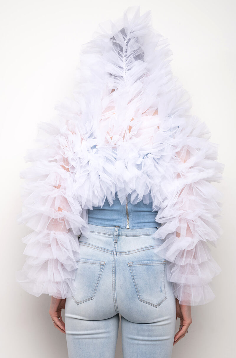 Extra View Tulle It And Boot It Ruffle Cardigan