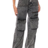 Front View Turn It Up Stud Embellished Utility Jeans