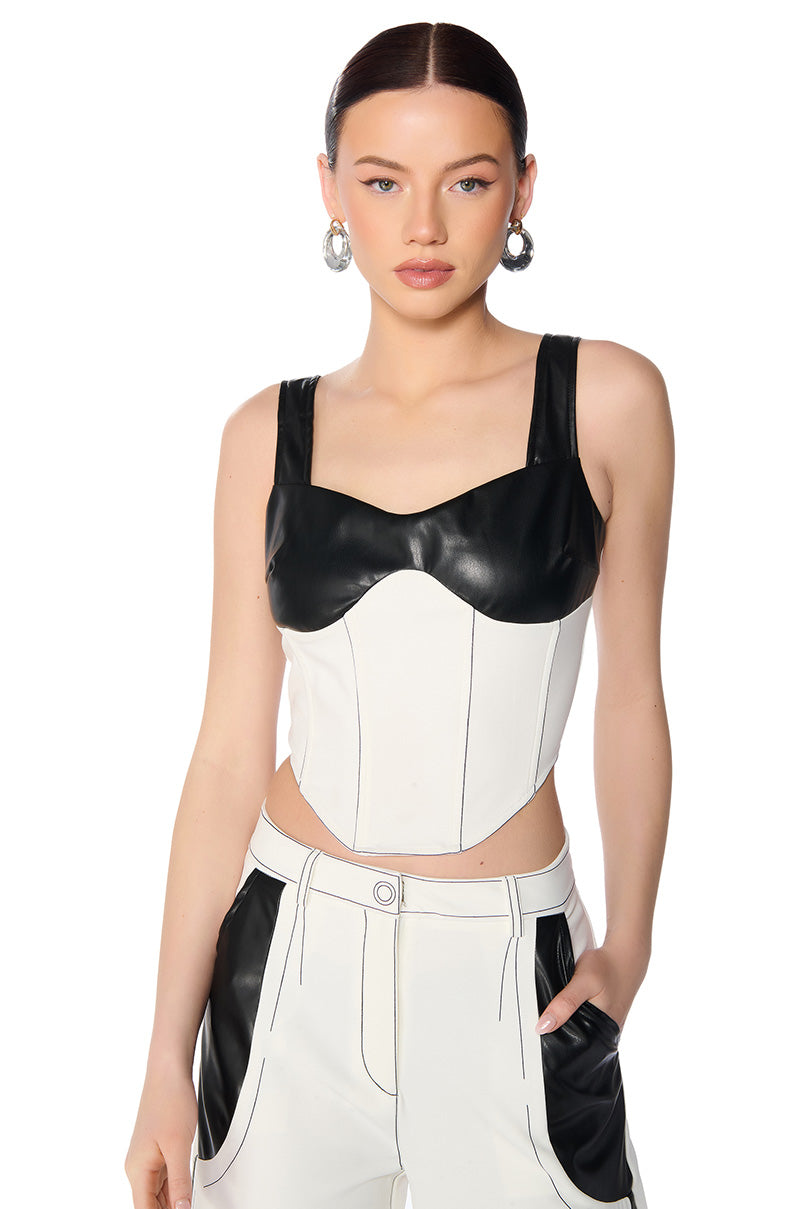 Front View Turn On My Charm Sleeveless Corset Top