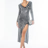 Front View Turn Your Head Rhinestone Mesh Maxi Dress