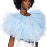 Front View Turning Heads Textured Tulle Top In Blue