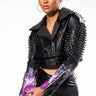 Front View Twin Flame Dice Moto Jacket