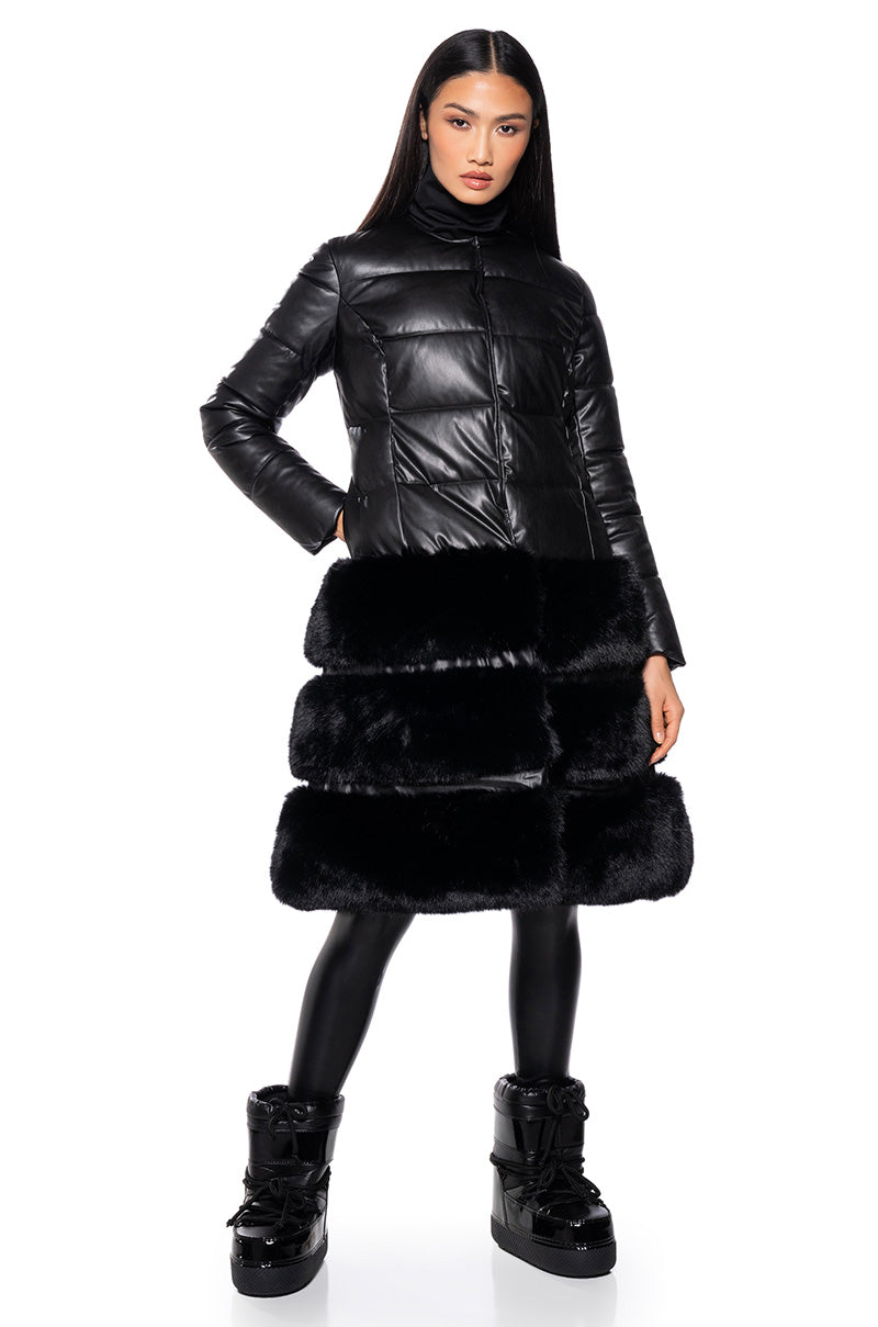 TWIRL HYBRID DRESSY TRENCH WITH FAUX FUR view 0
