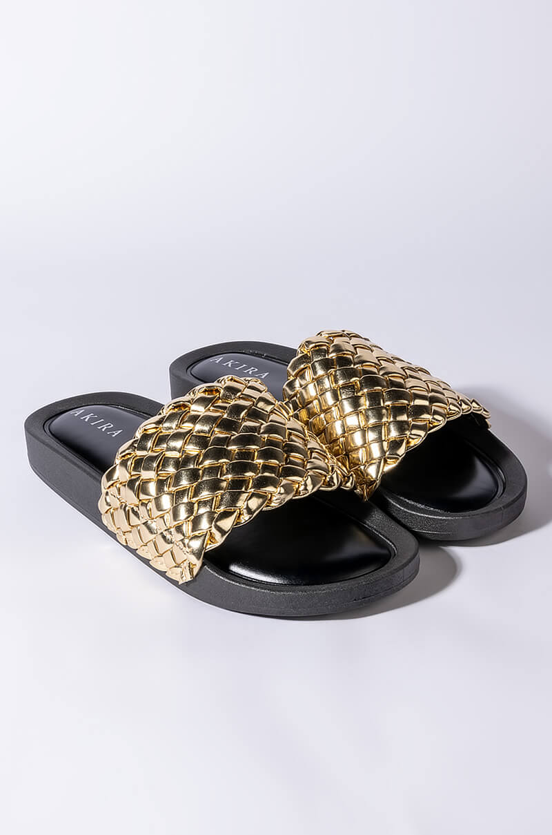 Detail View Twisted Love Flat Sandal In Gold 5