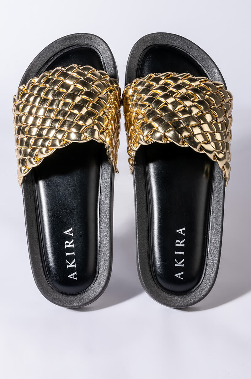 Full View Twisted Love Flat Sandal In Gold 6
