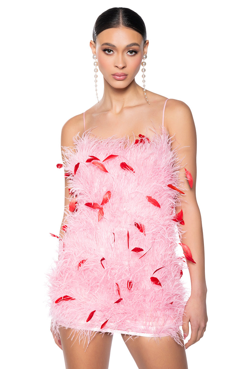 pink dress with birds Birds Fly High Dress Pink