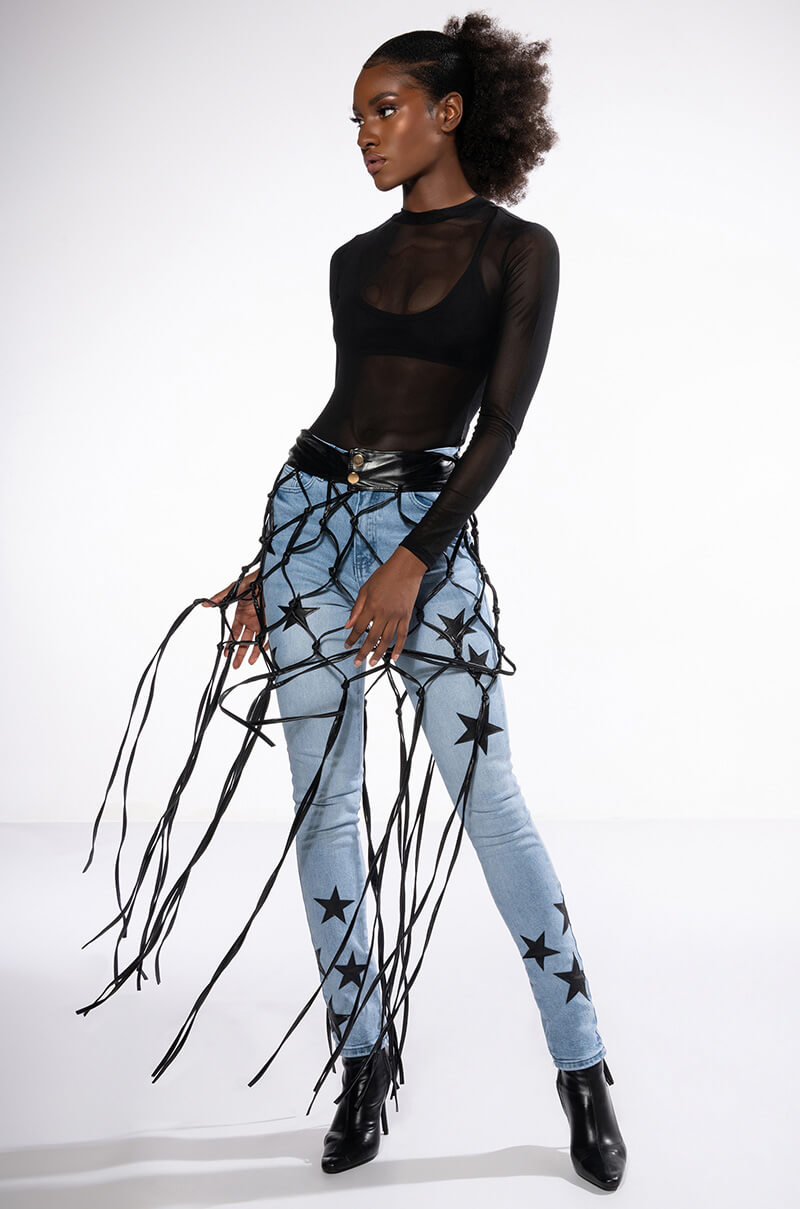 Side View Tying The Knot Pu Skirt Belt