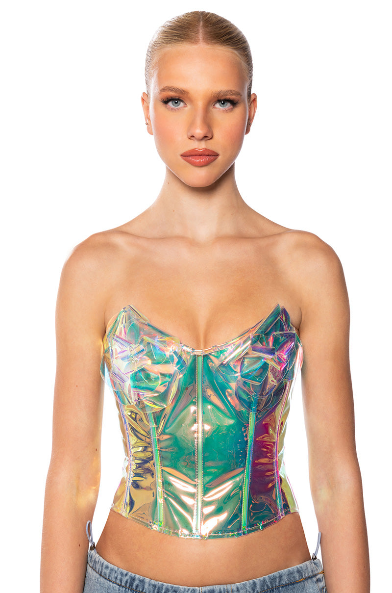 Front View U Da One Iridescent Flower Corset