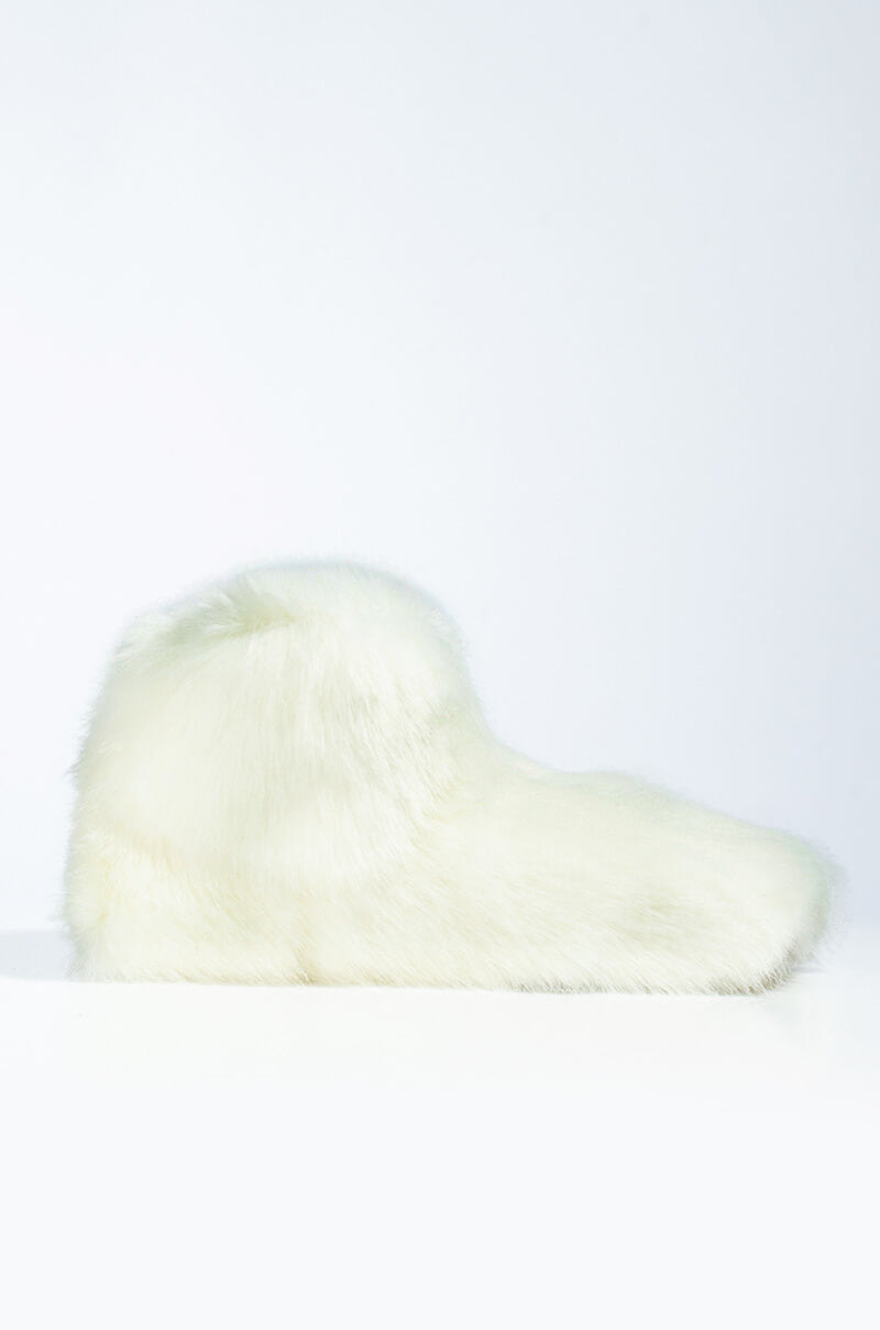 Back View Ugg Amary Furry Ankle Boot in White