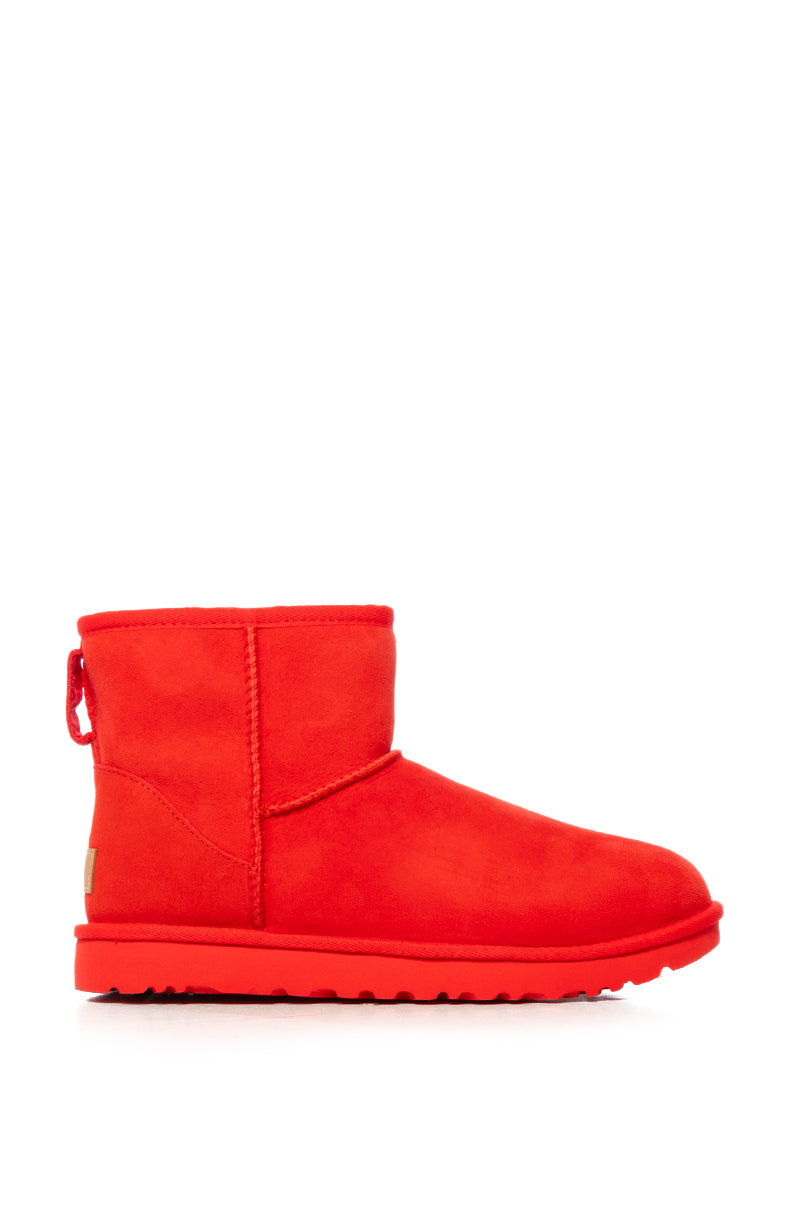 Side View Ugg Classic Mini Ii Bootie In Cherry