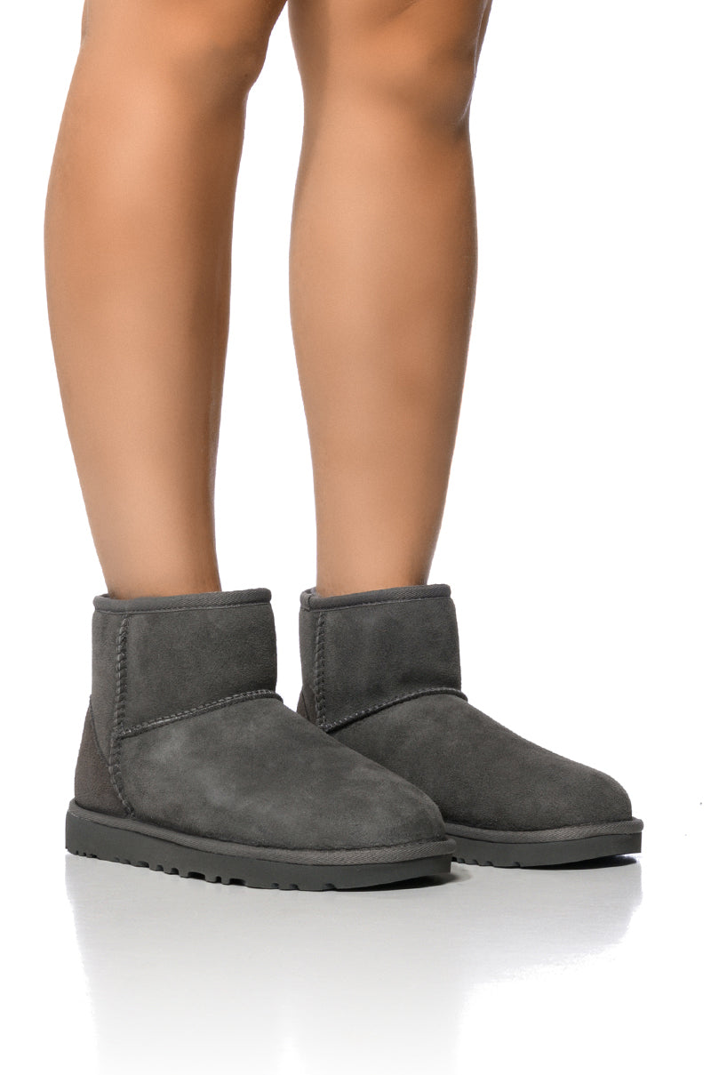Front View Ugg Classic Mini Ii Bootie In Grey