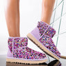 Front View Ugg Classic Mini Stellar Sequin Bootie in Lilac Frost